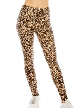 Women's One Size Plus-Fits Sizes 12-20 Leggings Buttery Soft Leopard Print